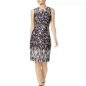 Calvin Klein Animal‎ Print Scuba Knit Sleeveless Sheath Dress Size 14